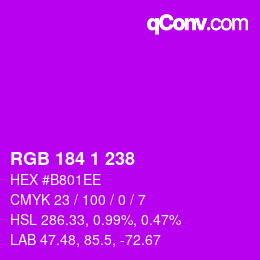 Color code: RGB 184 1 238 | qconv.com