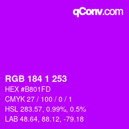 Color code: RGB 184 1 253 | qconv.com