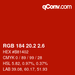 カラーコード: RGB 184 20.2 2.6 | qconv.com