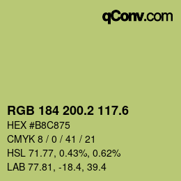 カラーコード: RGB 184 200.2 117.6 | qconv.com