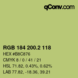 カラーコード: RGB 184 200.2 118 | qconv.com