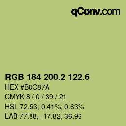 カラーコード: RGB 184 200.2 122.6 | qconv.com