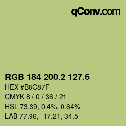 カラーコード: RGB 184 200.2 127.6 | qconv.com