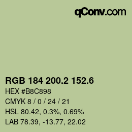 カラーコード: RGB 184 200.2 152.6 | qconv.com