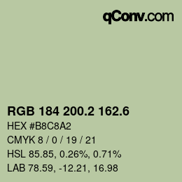 カラーコード: RGB 184 200.2 162.6 | qconv.com