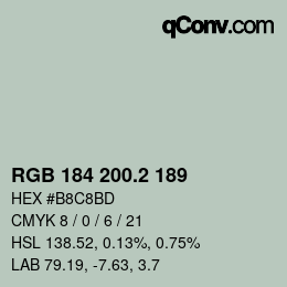カラーコード: RGB 184 200.2 189 | qconv.com