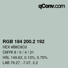 カラーコード: RGB 184 200.2 192 | qconv.com