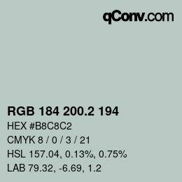 カラーコード: RGB 184 200.2 194 | qconv.com
