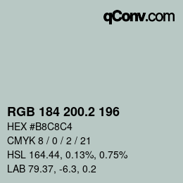 カラーコード: RGB 184 200.2 196 | qconv.com