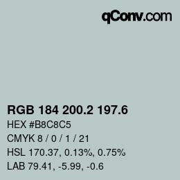 カラーコード: RGB 184 200.2 197.6 | qconv.com