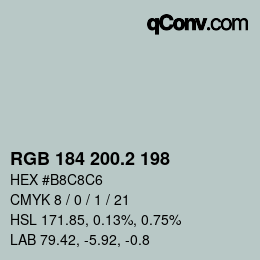 カラーコード: RGB 184 200.2 198 | qconv.com