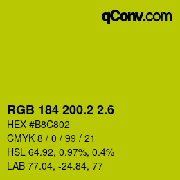 カラーコード: RGB 184 200.2 2.6 | qconv.com