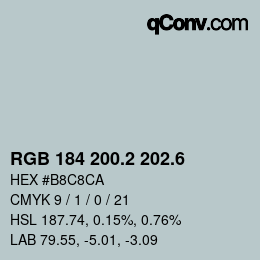 カラーコード: RGB 184 200.2 202.6 | qconv.com