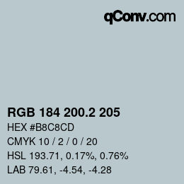 カラーコード: RGB 184 200.2 205 | qconv.com