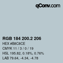 カラーコード: RGB 184 200.2 206 | qconv.com