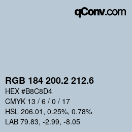 カラーコード: RGB 184 200.2 212.6 | qconv.com