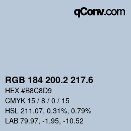 カラーコード: RGB 184 200.2 217.6 | qconv.com