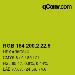 カラーコード: RGB 184 200.2 22.6 | qconv.com