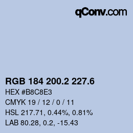 カラーコード: RGB 184 200.2 227.6 | qconv.com