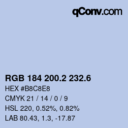 カラーコード: RGB 184 200.2 232.6 | qconv.com
