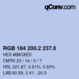カラーコード: RGB 184 200.2 237.6 | qconv.com