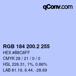 カラーコード: RGB 184 200.2 255 | qconv.com