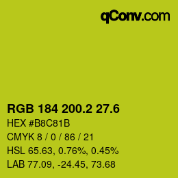 カラーコード: RGB 184 200.2 27.6 | qconv.com