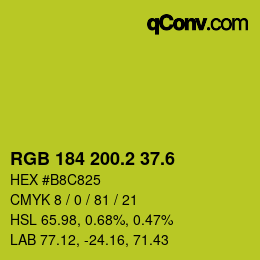 カラーコード: RGB 184 200.2 37.6 | qconv.com
