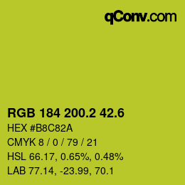 カラーコード: RGB 184 200.2 42.6 | qconv.com