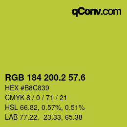 カラーコード: RGB 184 200.2 57.6 | qconv.com