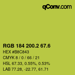 カラーコード: RGB 184 200.2 67.6 | qconv.com