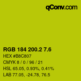 カラーコード: RGB 184 200.2 7.6 | qconv.com