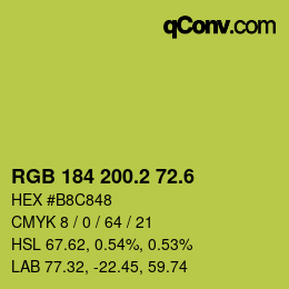 カラーコード: RGB 184 200.2 72.6 | qconv.com