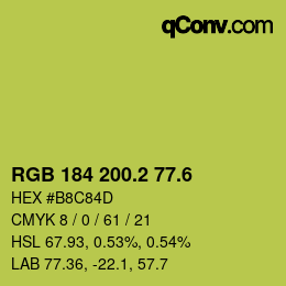 カラーコード: RGB 184 200.2 77.6 | qconv.com