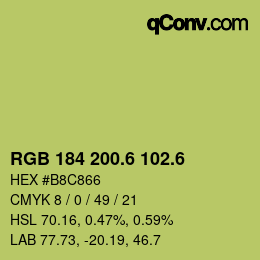 カラーコード: RGB 184 200.6 102.6 | qconv.com