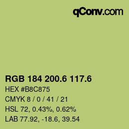 カラーコード: RGB 184 200.6 117.6 | qconv.com