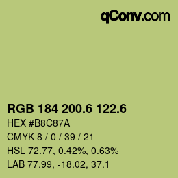 カラーコード: RGB 184 200.6 122.6 | qconv.com