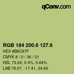 カラーコード: RGB 184 200.6 127.6 | qconv.com