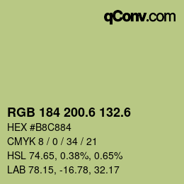 カラーコード: RGB 184 200.6 132.6 | qconv.com
