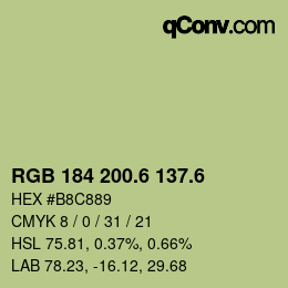 カラーコード: RGB 184 200.6 137.6 | qconv.com