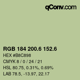 カラーコード: RGB 184 200.6 152.6 | qconv.com