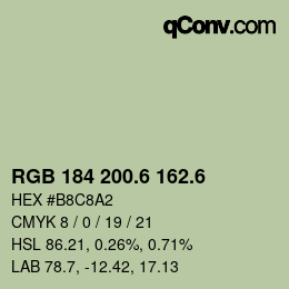カラーコード: RGB 184 200.6 162.6 | qconv.com