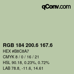 カラーコード: RGB 184 200.6 167.6 | qconv.com