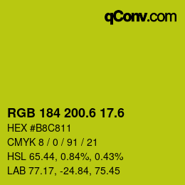 カラーコード: RGB 184 200.6 17.6 | qconv.com