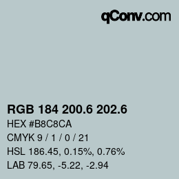 カラーコード: RGB 184 200.6 202.6 | qconv.com