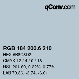 カラーコード: RGB 184 200.6 210 | qconv.com