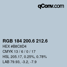カラーコード: RGB 184 200.6 212.6 | qconv.com