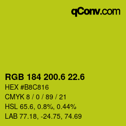 カラーコード: RGB 184 200.6 22.6 | qconv.com