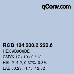 カラーコード: RGB 184 200.6 222.6 | qconv.com