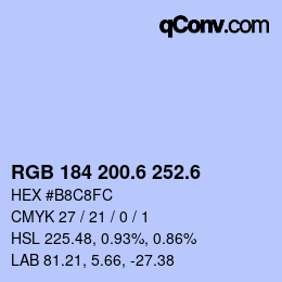 カラーコード: RGB 184 200.6 252.6 | qconv.com